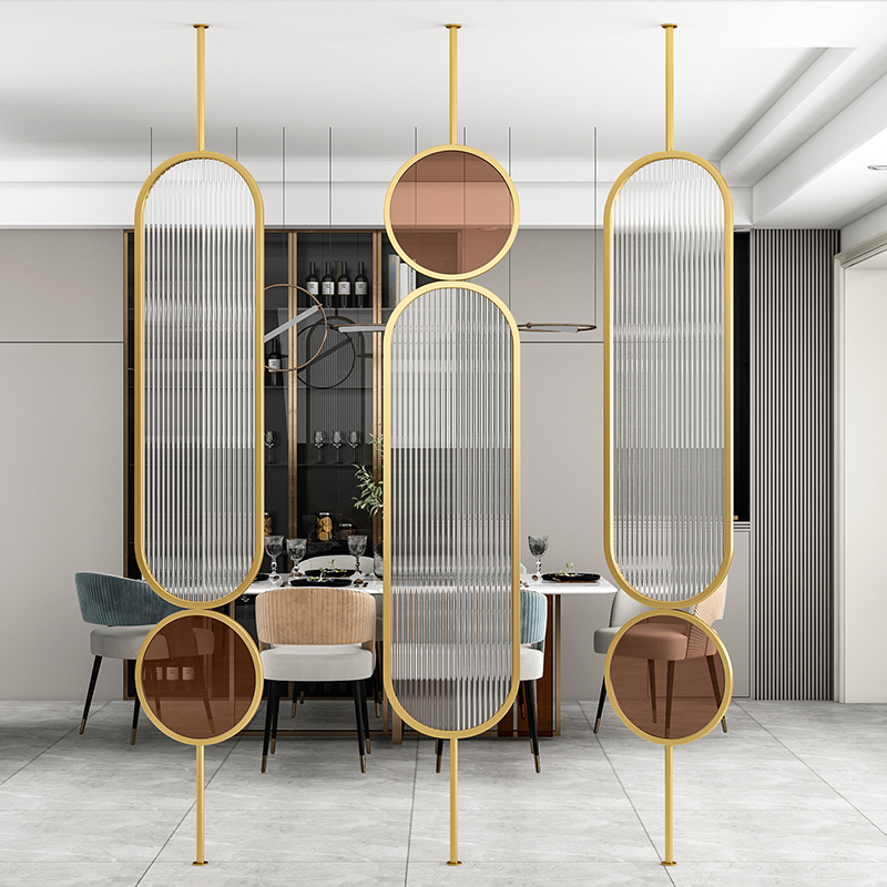 長虹玻璃隔斷固定墻現(xiàn)代簡約中式客廳新衛(wèi)生間廁所不銹鋼屏風