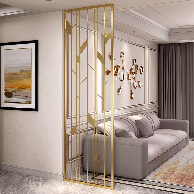 新中式不銹鋼屏風(fēng)隔斷客廳新中式進(jìn)門遮擋輕奢金屬入戶玄關(guān)現(xiàn)代簡(jiǎn)約